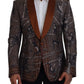 Bronze Monkey Print Silk Slim Jacket Blazer