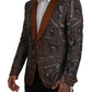 Bronze Monkey Print Silk Slim Jacket Blazer