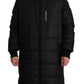Black Nylon Hooded Parka Coat Winter Jacket