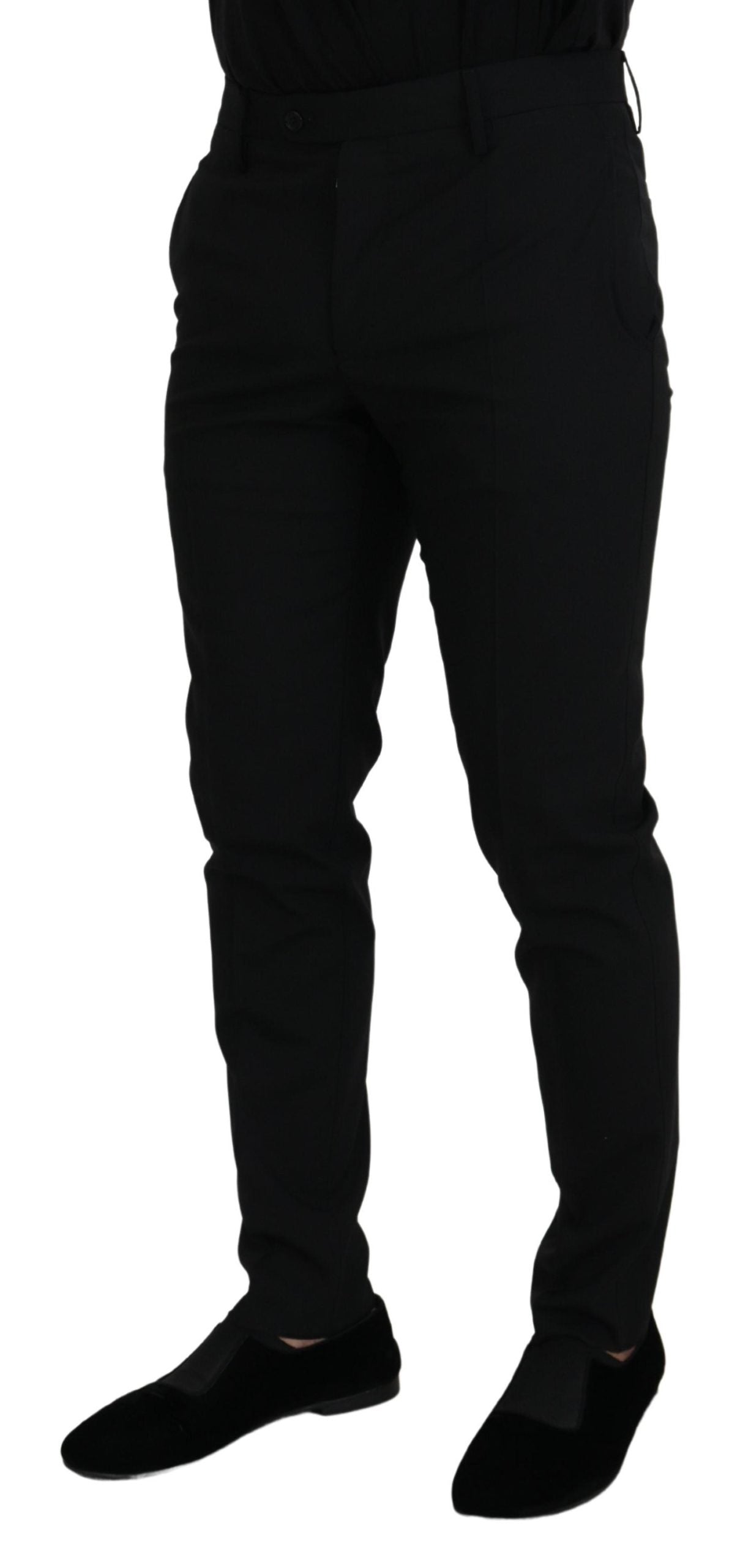 Black Polyester Chino Formal Pants