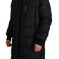 Black Nylon Hooded Parka Coat Winter Jacket