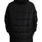 Black Nylon Hooded Parka Coat Winter Jacket