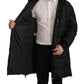 Black Nylon Hooded Parka Coat Winter Jacket