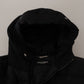 Black Nylon Hooded Parka Coat Winter Jacket