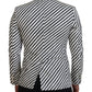 White Black Striped Slim Fit Jacket Blazer