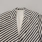 White Black Striped Slim Fit Jacket Blazer