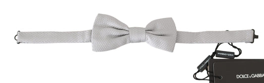 Elegant Silk Grey Paisley Bow Tie