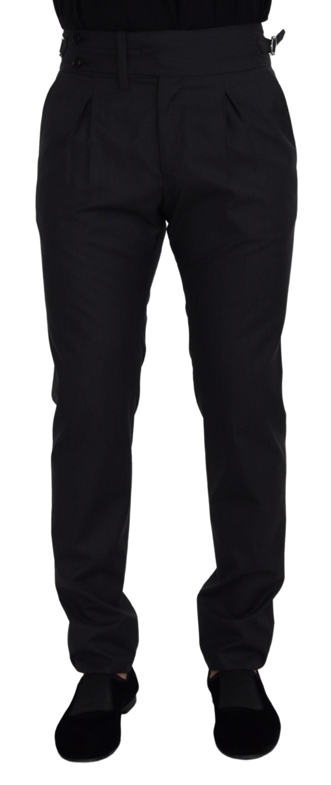 Dark Grey Solid Men Formal Pants