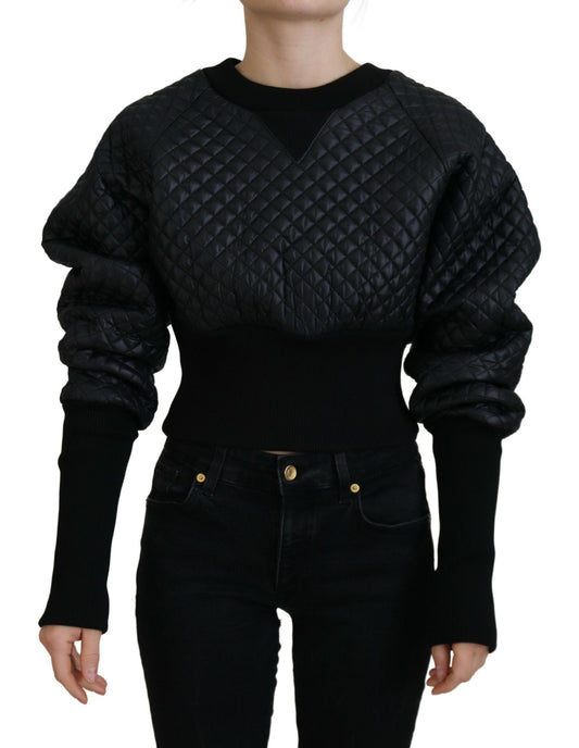 Elegant Quilted Pullover Sweater - Chic Black