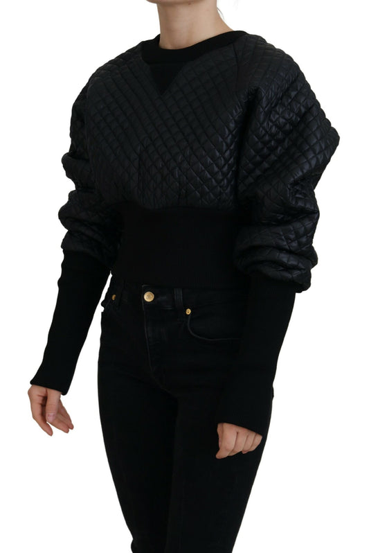 Elegant Quilted Pullover Sweater - Chic Black