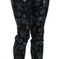 Elegant Floral Jacquard Skinny Pants