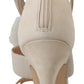 Beige Leather Feathered Heel Sandals