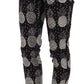 Black Pineapple Print Skinny Capri Pants