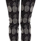 Black Pineapple Print Skinny Capri Pants