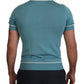 Blue Silk Polo Top Mens V-neck  T-shirt