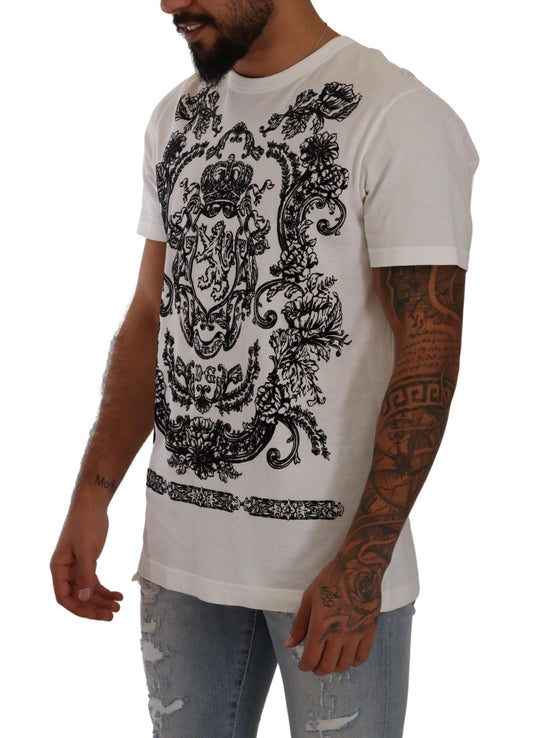 Baroque Print Crewneck White T-Shirt