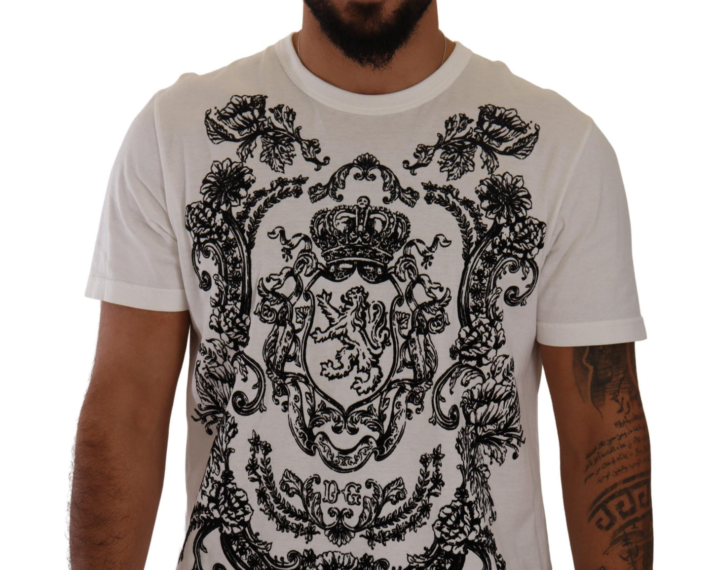 Baroque Print Crewneck White T-Shirt