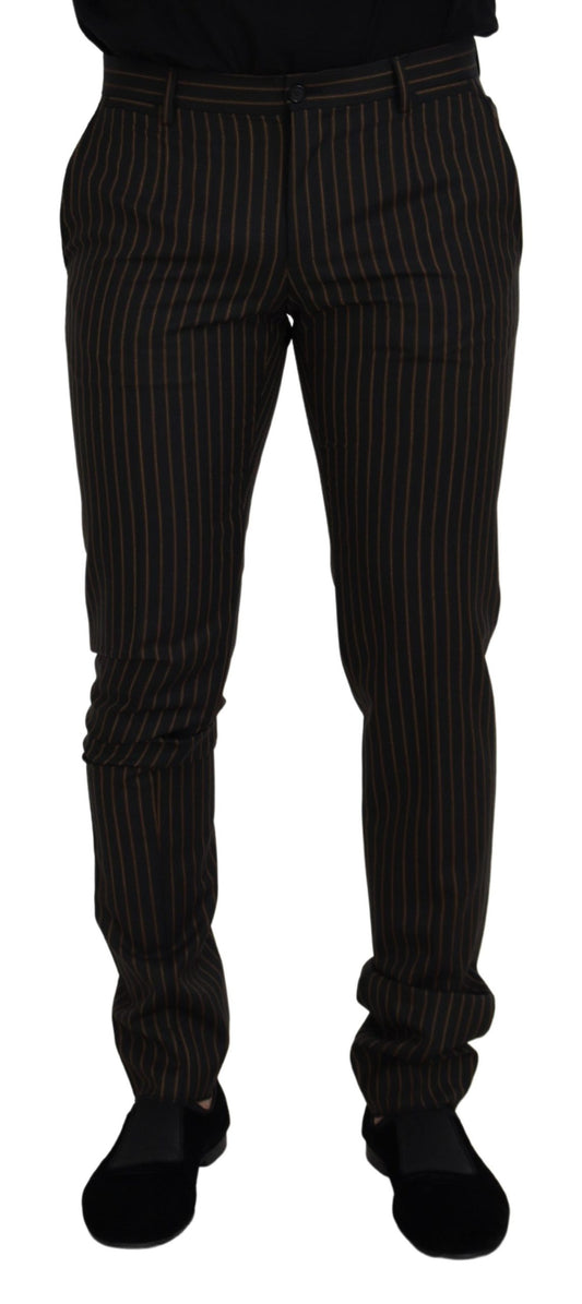 Black Brown Striped Men Formal Pants