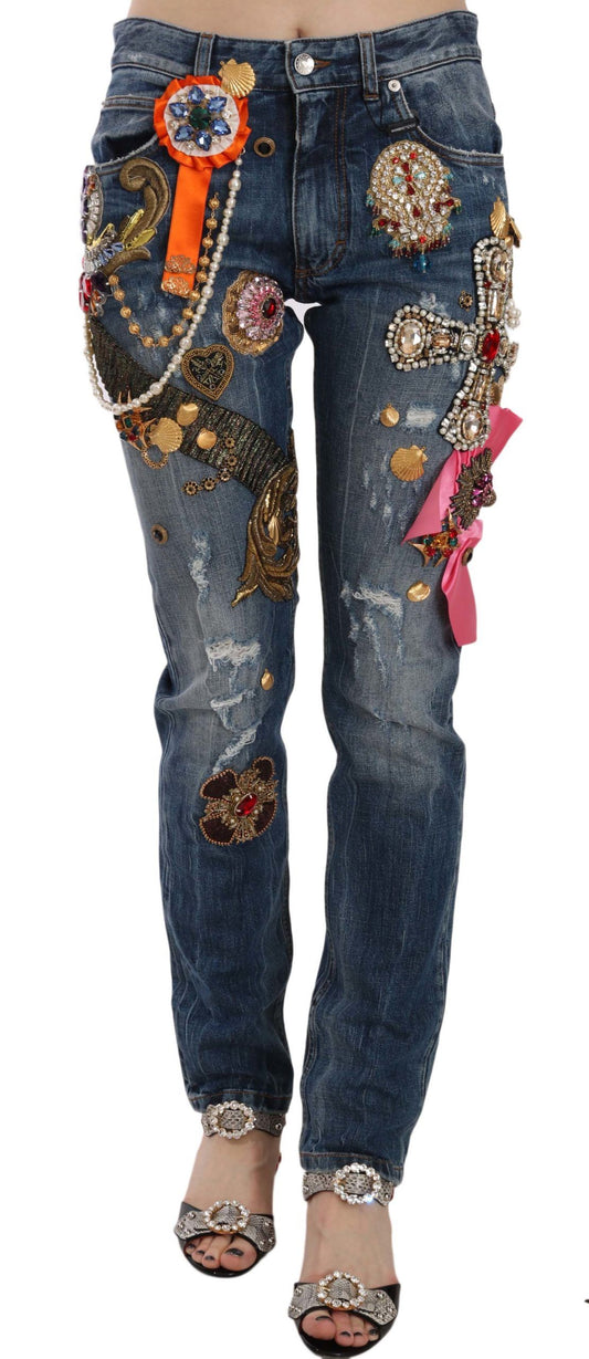 Jewel Embroidered Skinny Denim