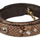 Beige Leather Shoulder Bag Strap with Gold Accents