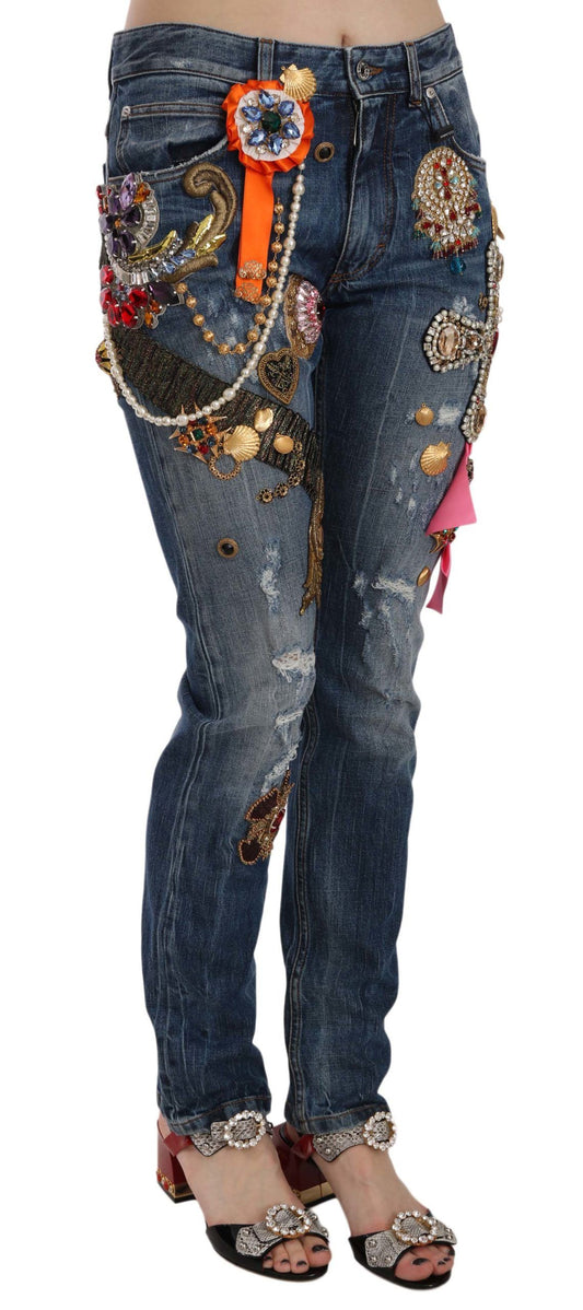 Jewel Embroidered Skinny Denim