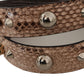 Beige Leather Shoulder Bag Strap with Gold Accents