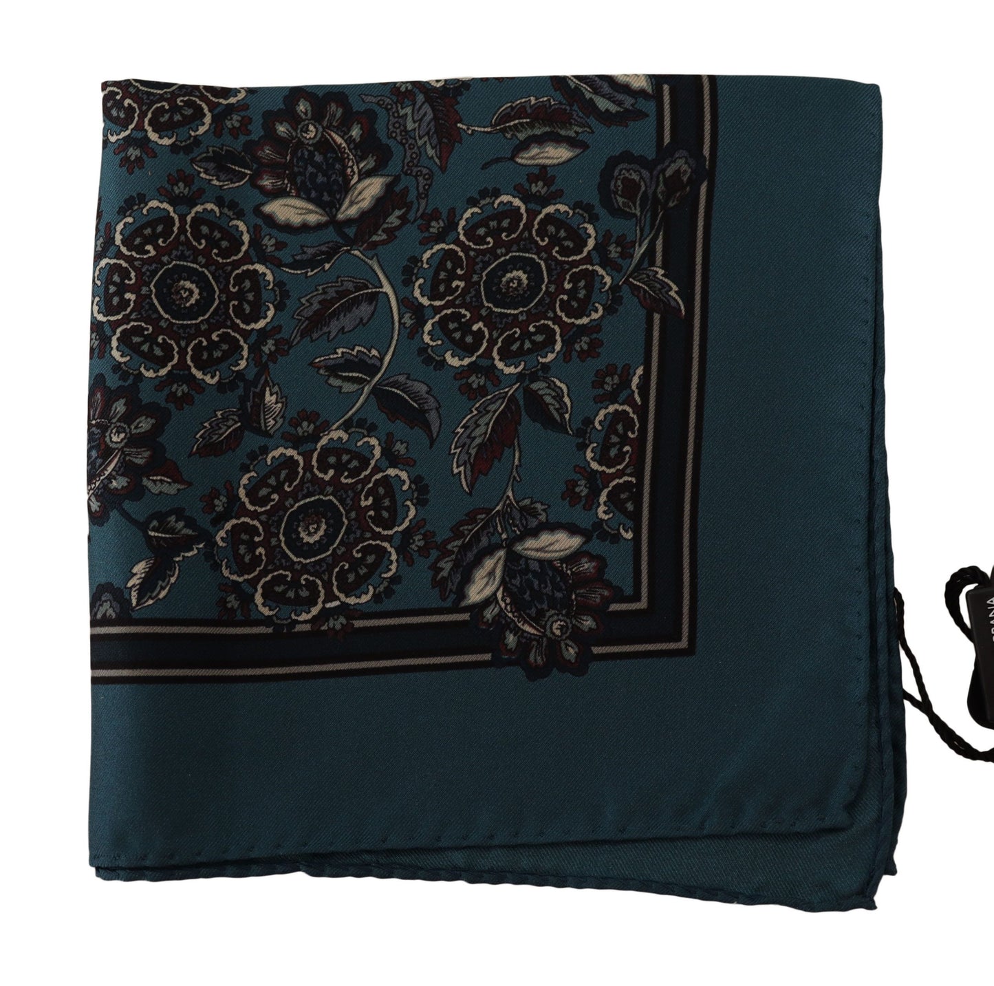 Blue Floral Silk Square Handkerchief Scarf