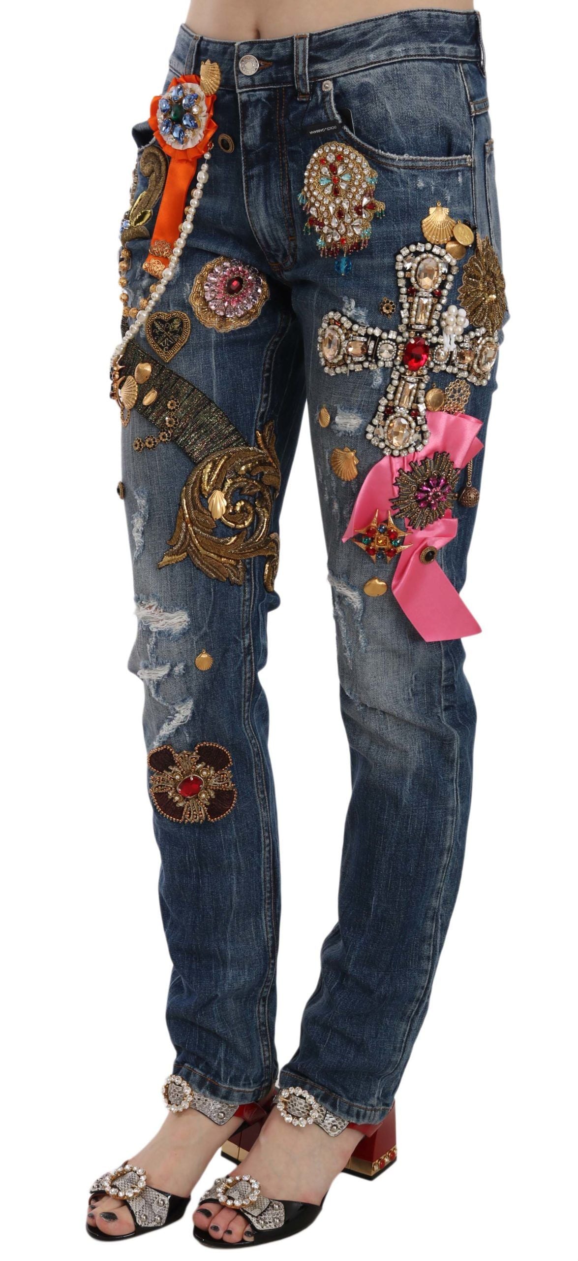 Jewel Embroidered Skinny Denim