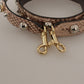 Beige Leather Shoulder Bag Strap with Gold Accents