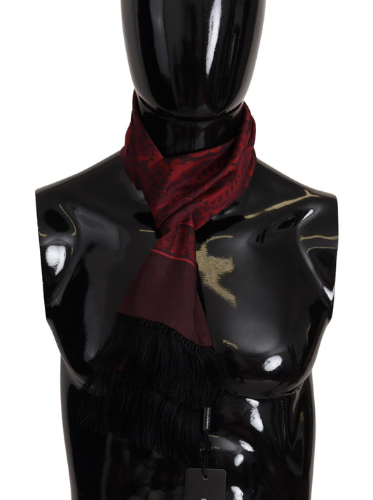 Elegant Maroon Silk Fringed Men's Scarf