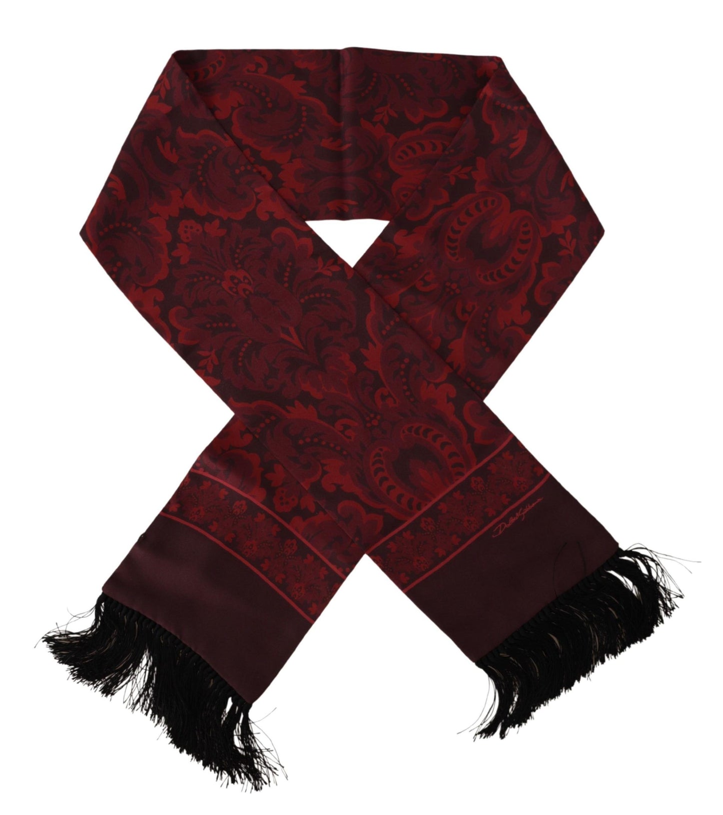 Elegant Maroon Silk Fringed Men's Scarf