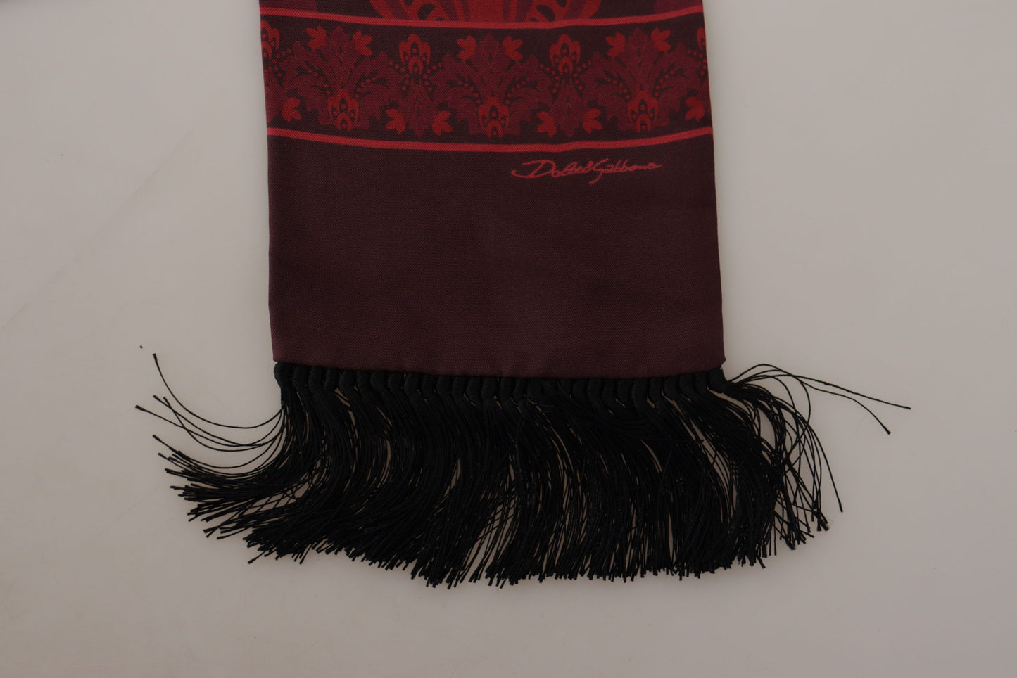 Elegant Maroon Silk Fringed Men's Scarf