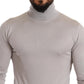 Gray Cashmere Turtleneck Pullover Sweater