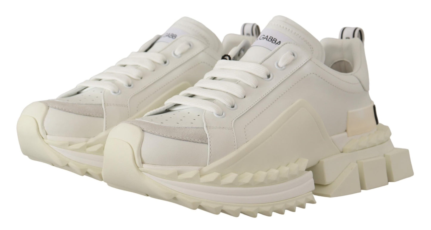 Chic White Super Queen Leather Sneakers