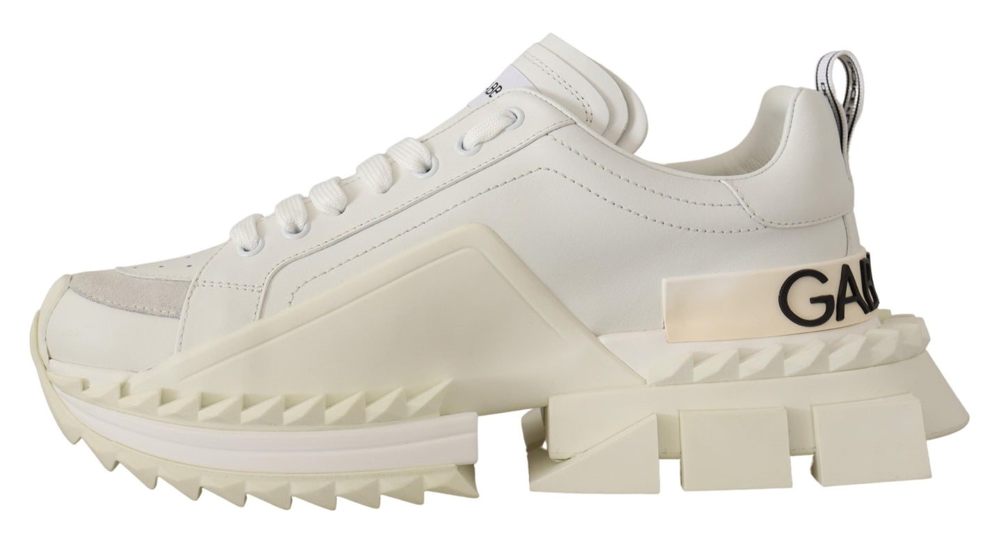 Chic White Super Queen Leather Sneakers