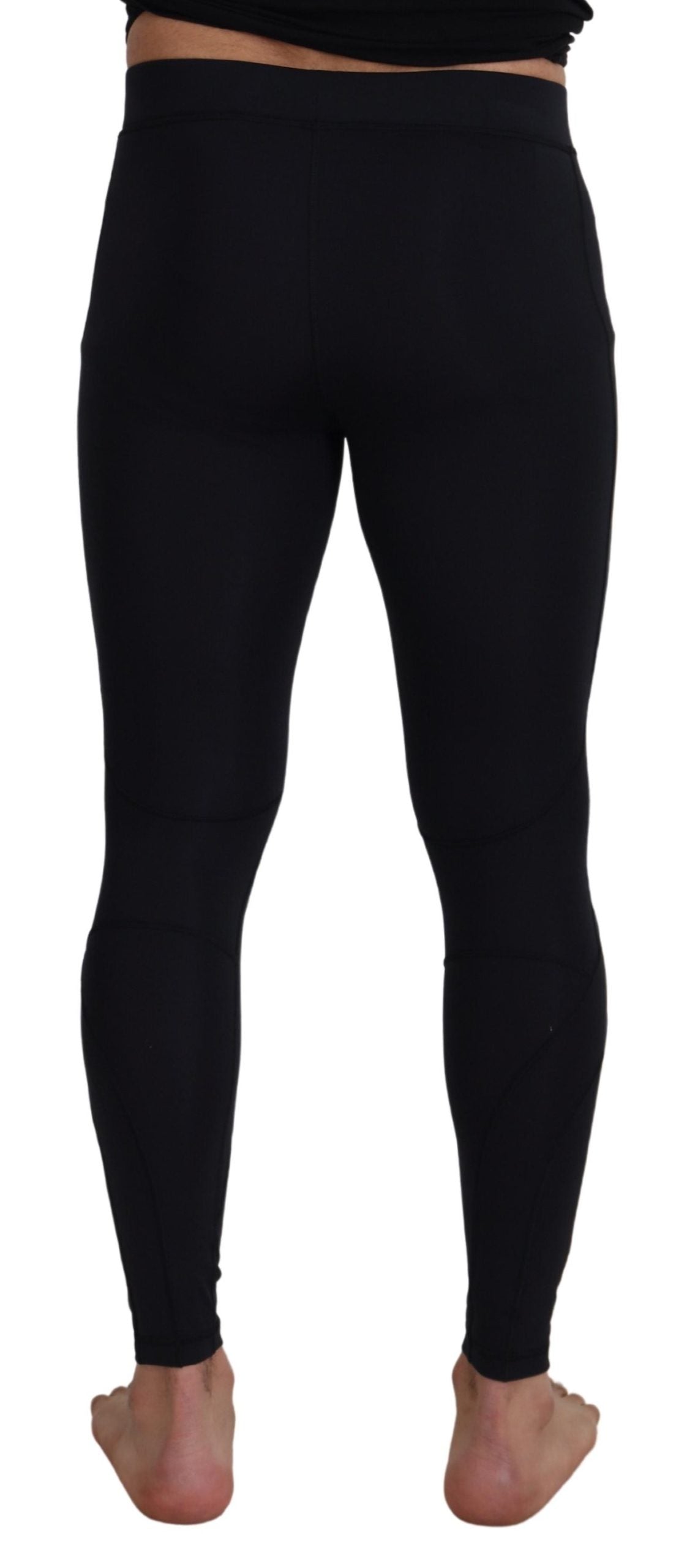 Black Nylon Slim Fit Stretch Pants