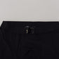 Black Nylon Slim Fit Stretch Pants