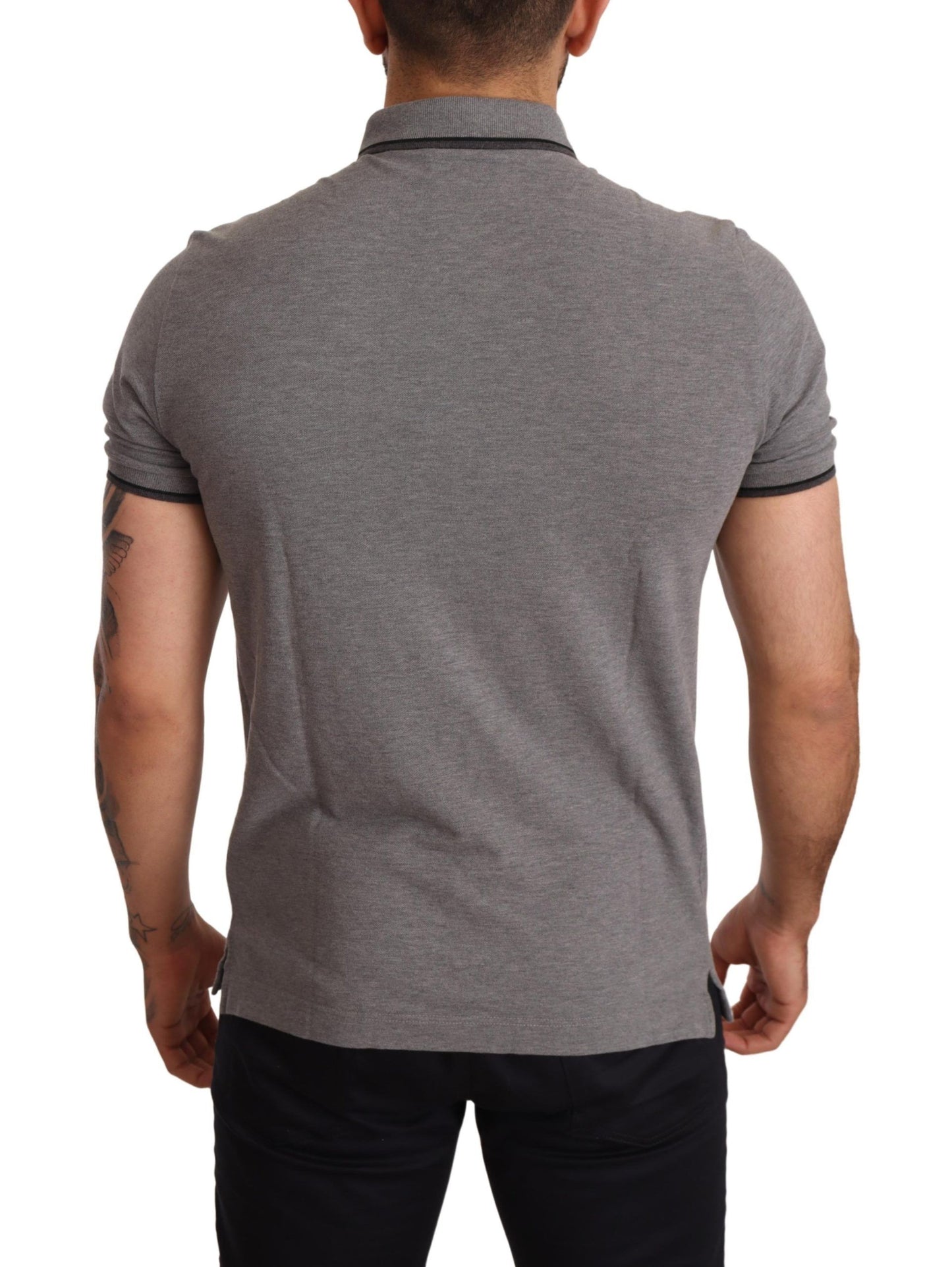 Elegant Gray Cotton Polo Shirt