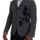 Gray Wool Roses Slim Fit Jacket Blazer