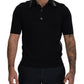 Black Cotton Silk Polo Shortsleeve T-shirt