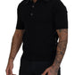 Black Cotton Silk Polo Shortsleeve T-shirt