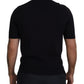 Black Cotton Silk Polo Shortsleeve T-shirt