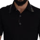 Black Cotton Silk Polo Shortsleeve T-shirt