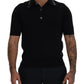 Black Cotton Silk Polo Shortsleeve T-shirt