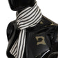 Elegant Silk Men's Scarf Black and White Stripes