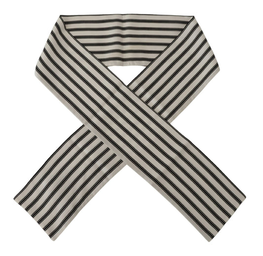 Elegant Silk Men's Scarf Black and White Stripes