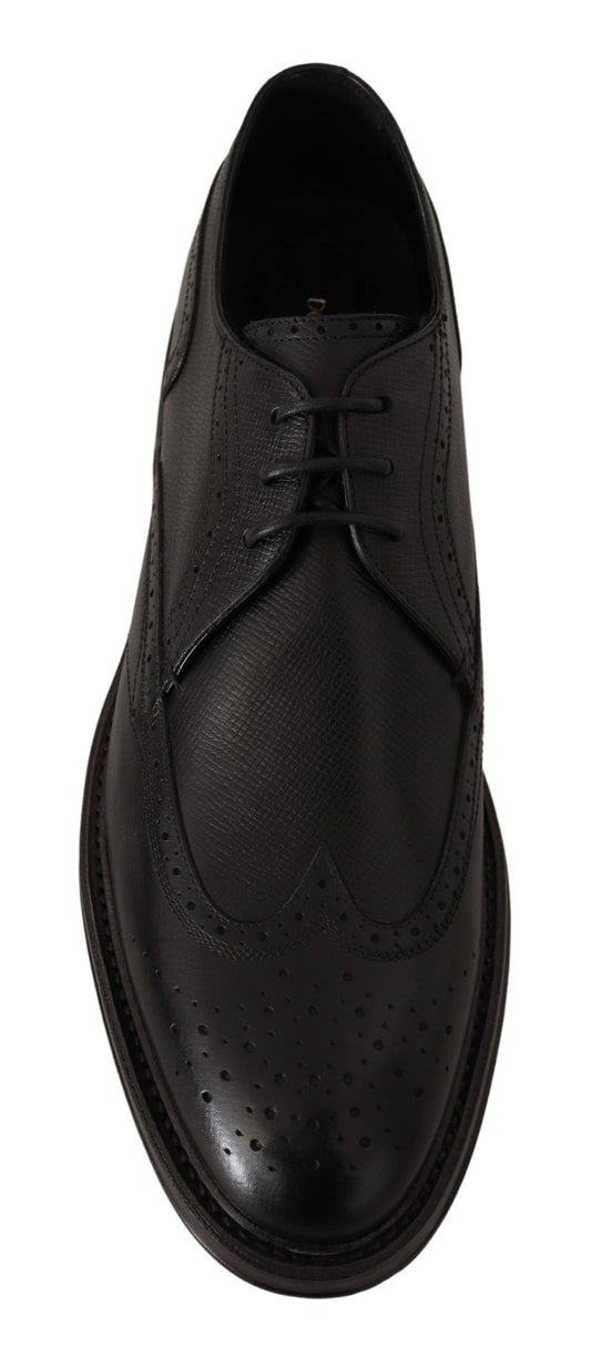 Elegant Black Leather Formal Wingtip Shoes