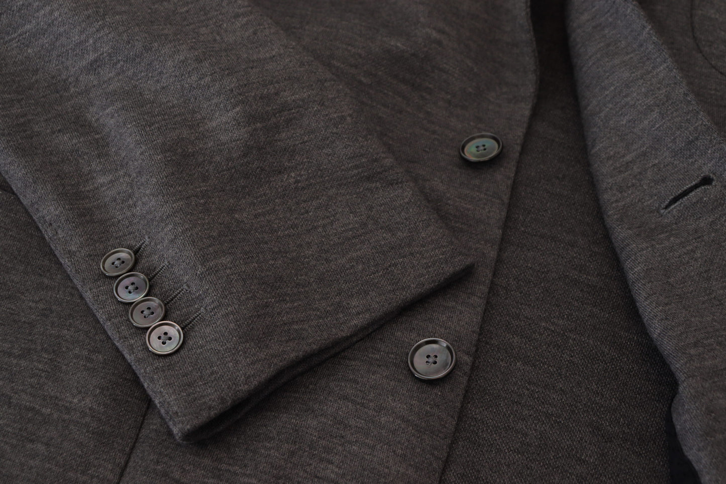 Elegant Gray Wool Blazer with Bee Crown Embroidery