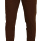 Brown Wool Chino Skinny Men Pants