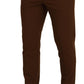 Brown Wool Chino Skinny Men Pants
